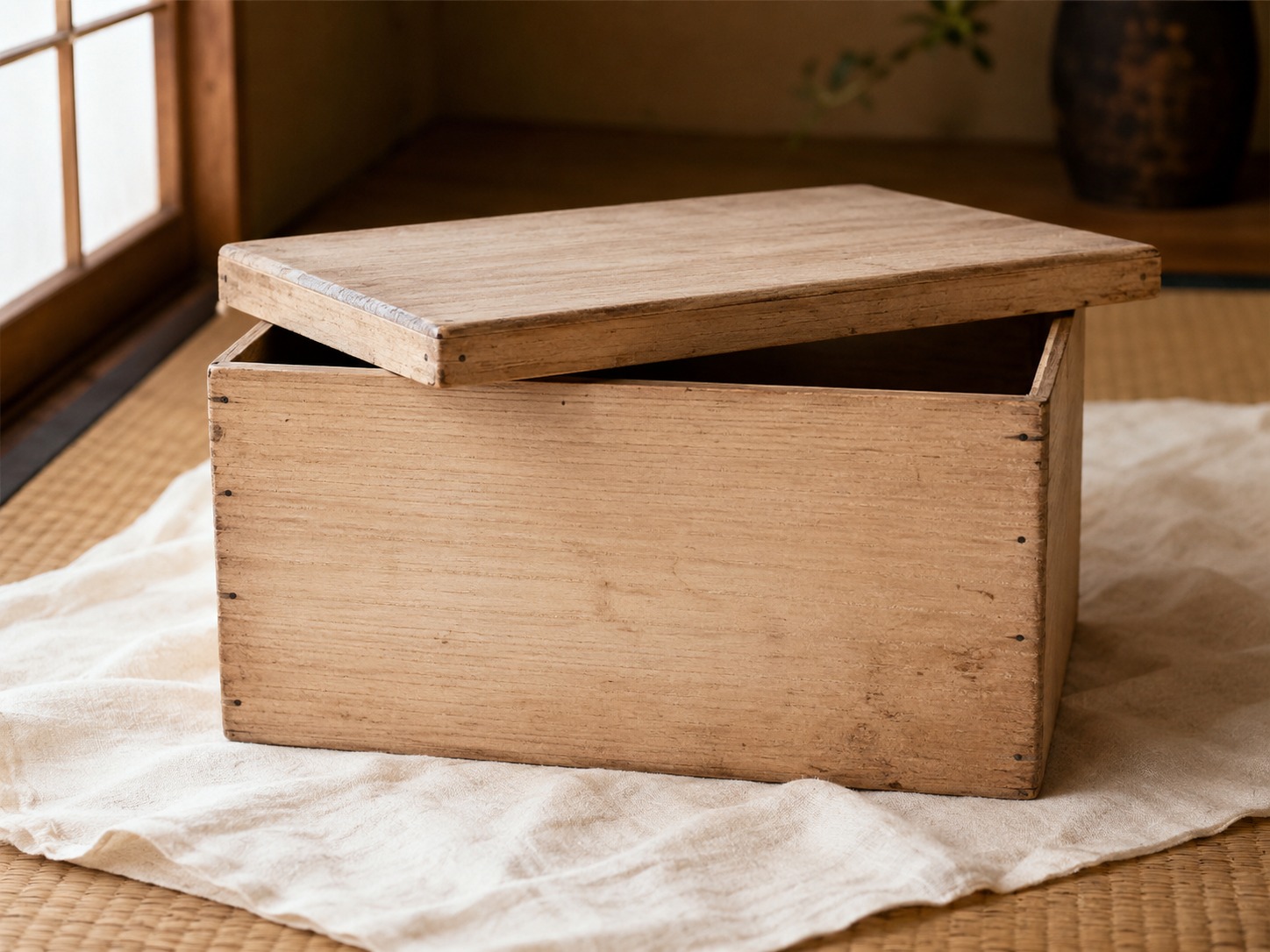 Vintage Japanese kiri wood storage box